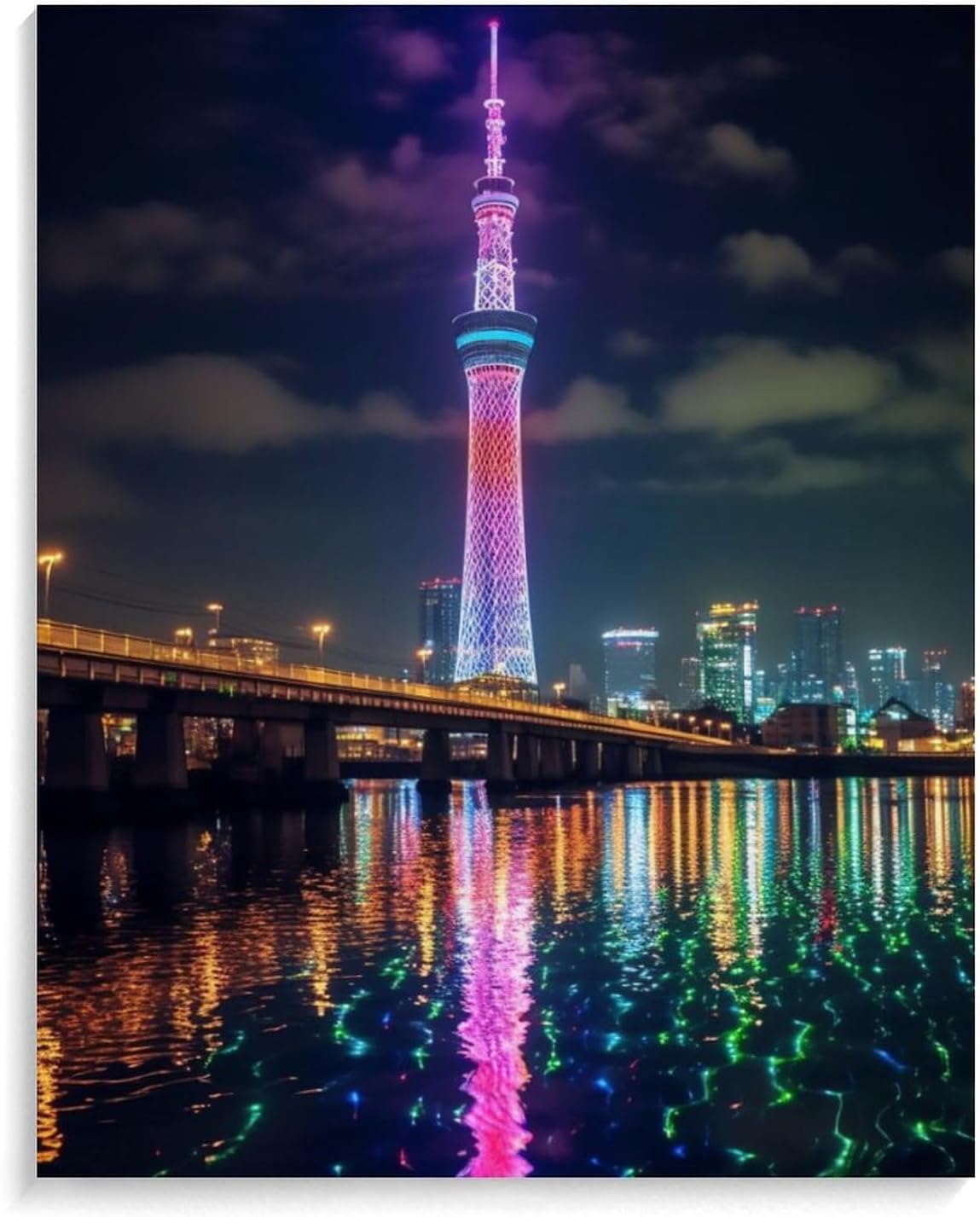 水晶絵　スカイツリー　東京　アートパネル　絵画　額縁　風景　ポスター　絵　写真 Amazon.co.jp: 絵画 東京スカイツリーインテリア 絵画 東京の