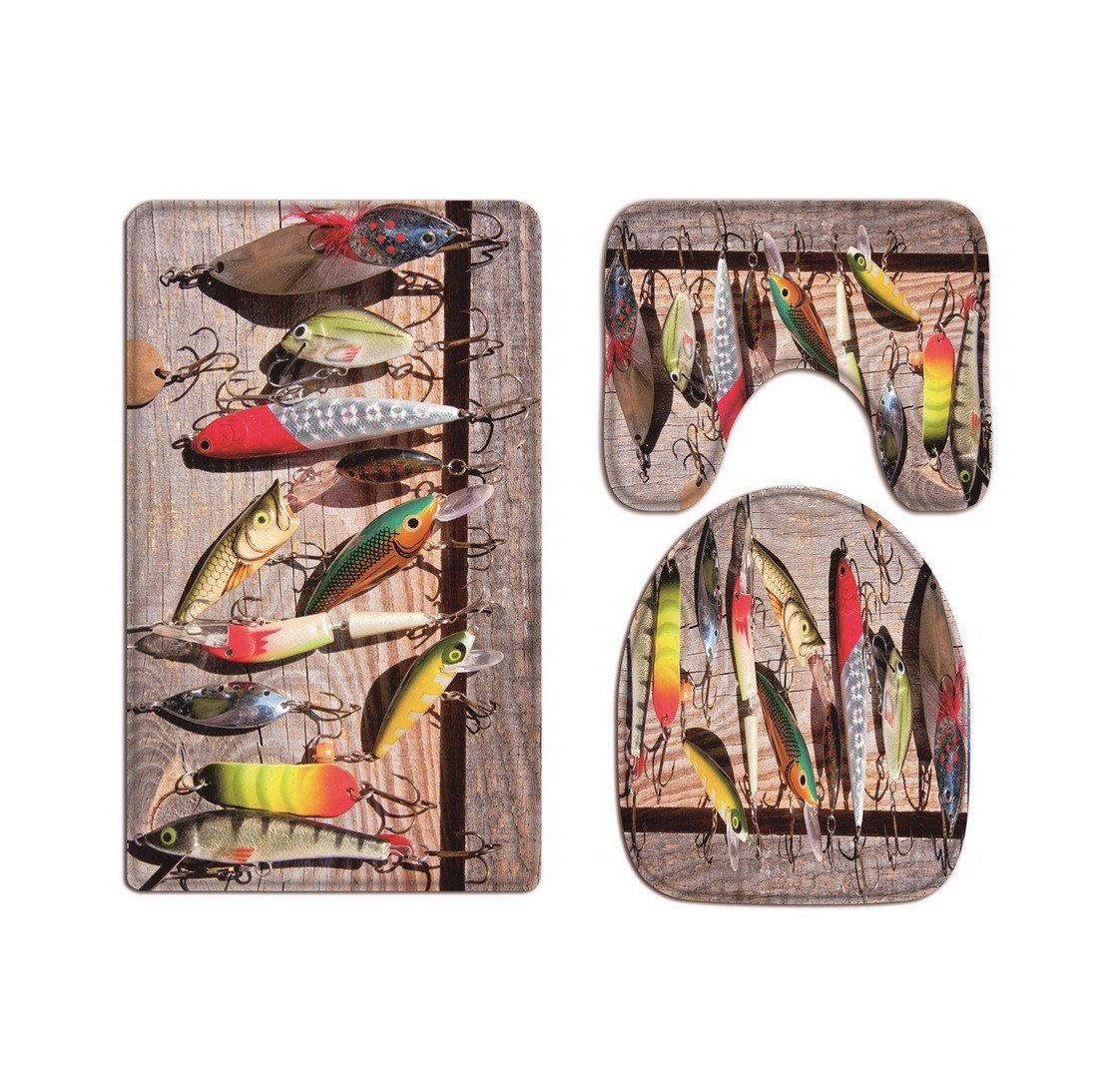 A.Monamour Set Tappeti Bagno 3 Pezzi Con Tartaruga Marina - Antiscivolo, Morbidi E Assorbenti, 80x50cm