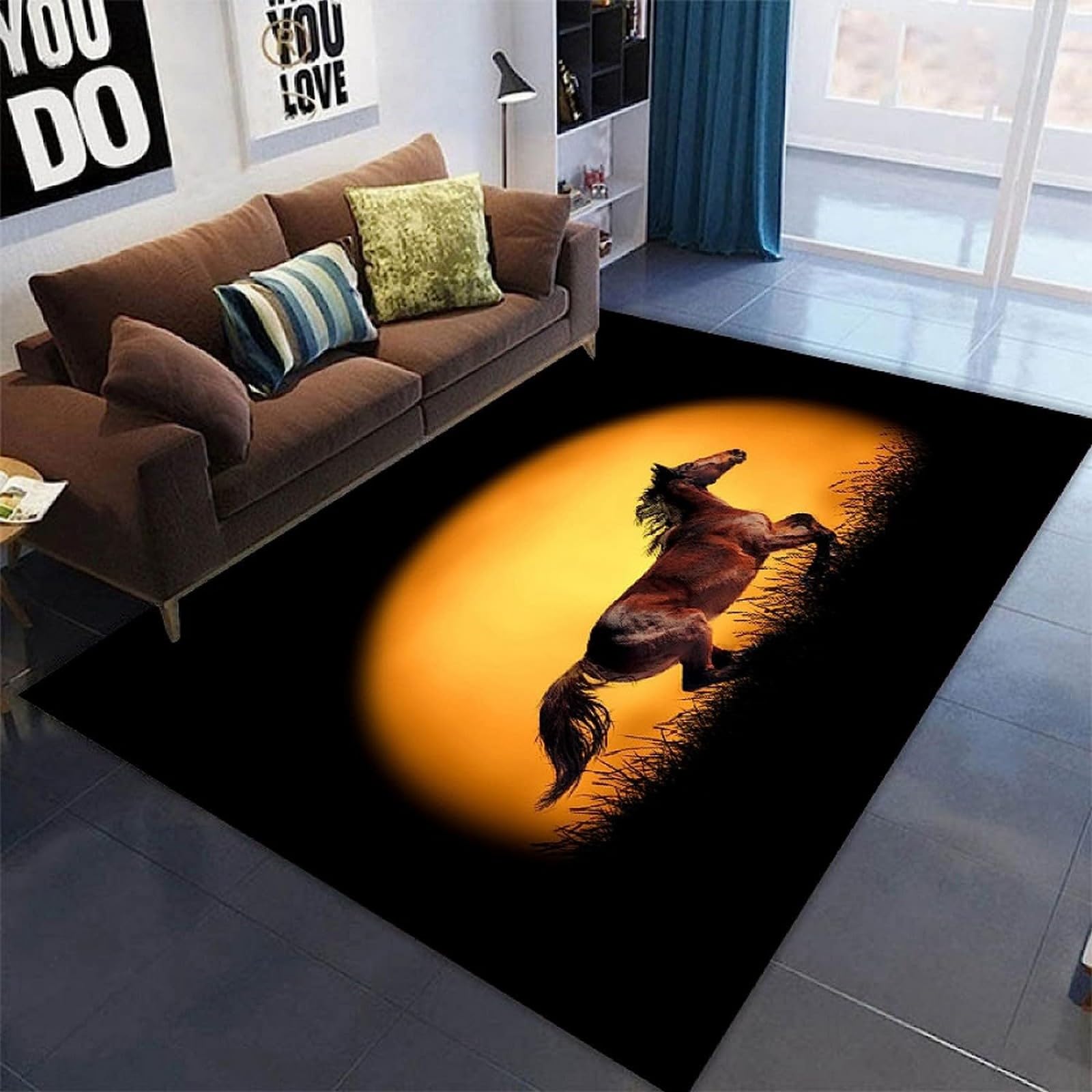 Tapis cheval 3D salon moderne tapis de sol antidérapant chambre 60 x 120 cm