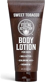 Viking Revolution Sweet Tobacco Body Lotion for Men –Mens Lotion for Dry Skin with Shea Butter, Hyaluronic Acid and Vitamin B5 – Nourishing Mens Body Lotion for Hydrated and Smooth Skin (8oz, 1 Pack)