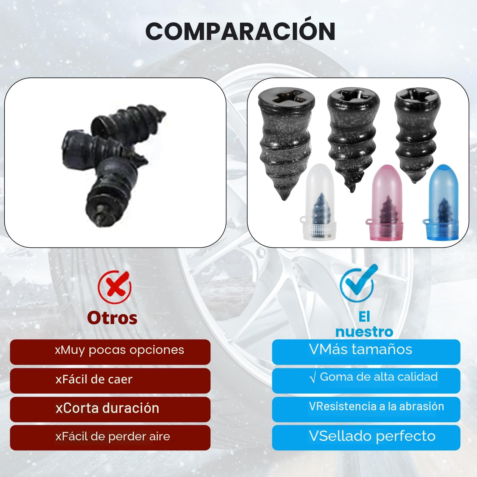Samulee 85 Piezas Repara Pinchazos Coche, Clavo de Goma para Neumáticos, Clavos de Reparación de Neumáticos al Vacío con Destornillador, para Automóvil Motocicleta Camión Tractor