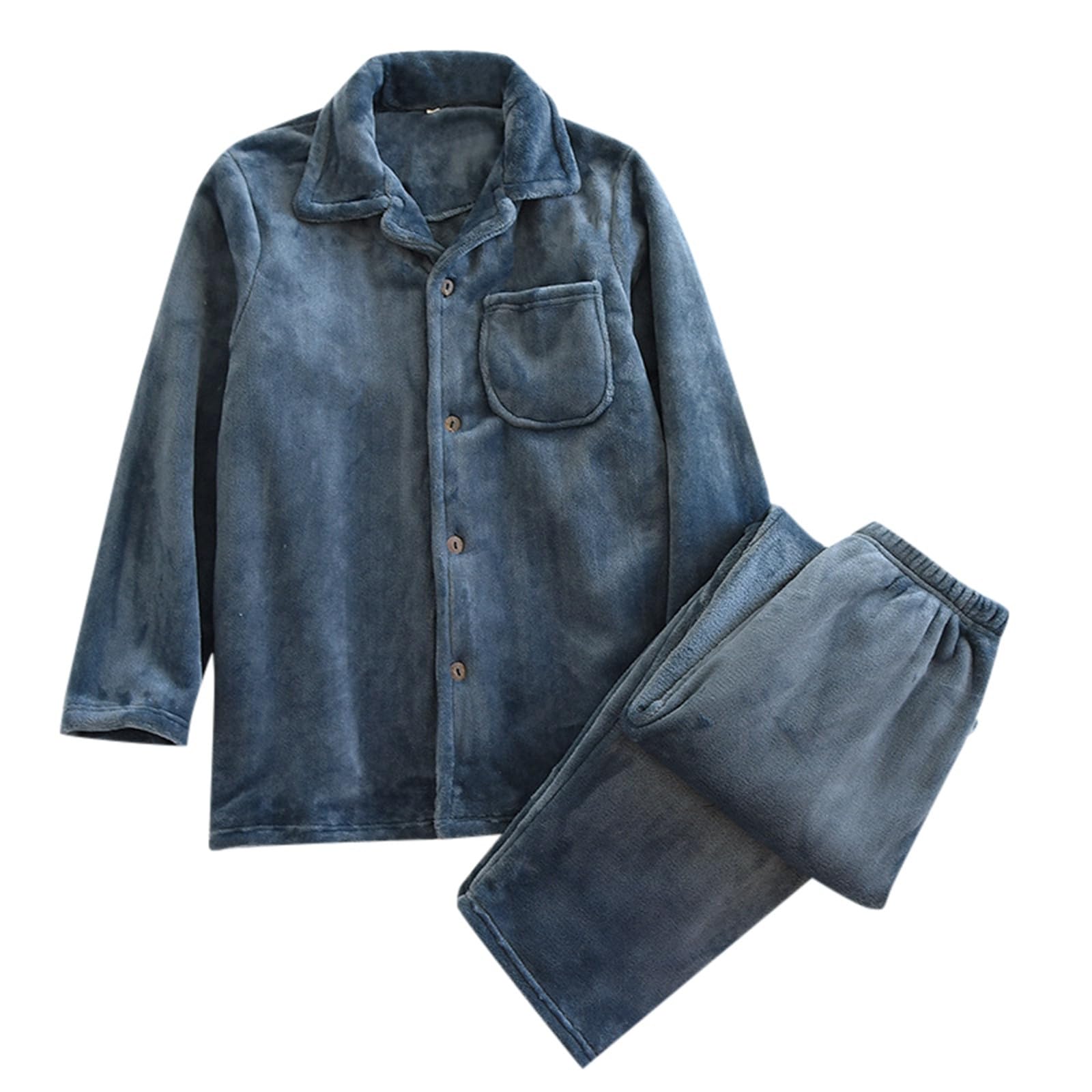 Conjunto de pijama de franela para hombre, forro polar grueso, cálido, cómodo, para invierno