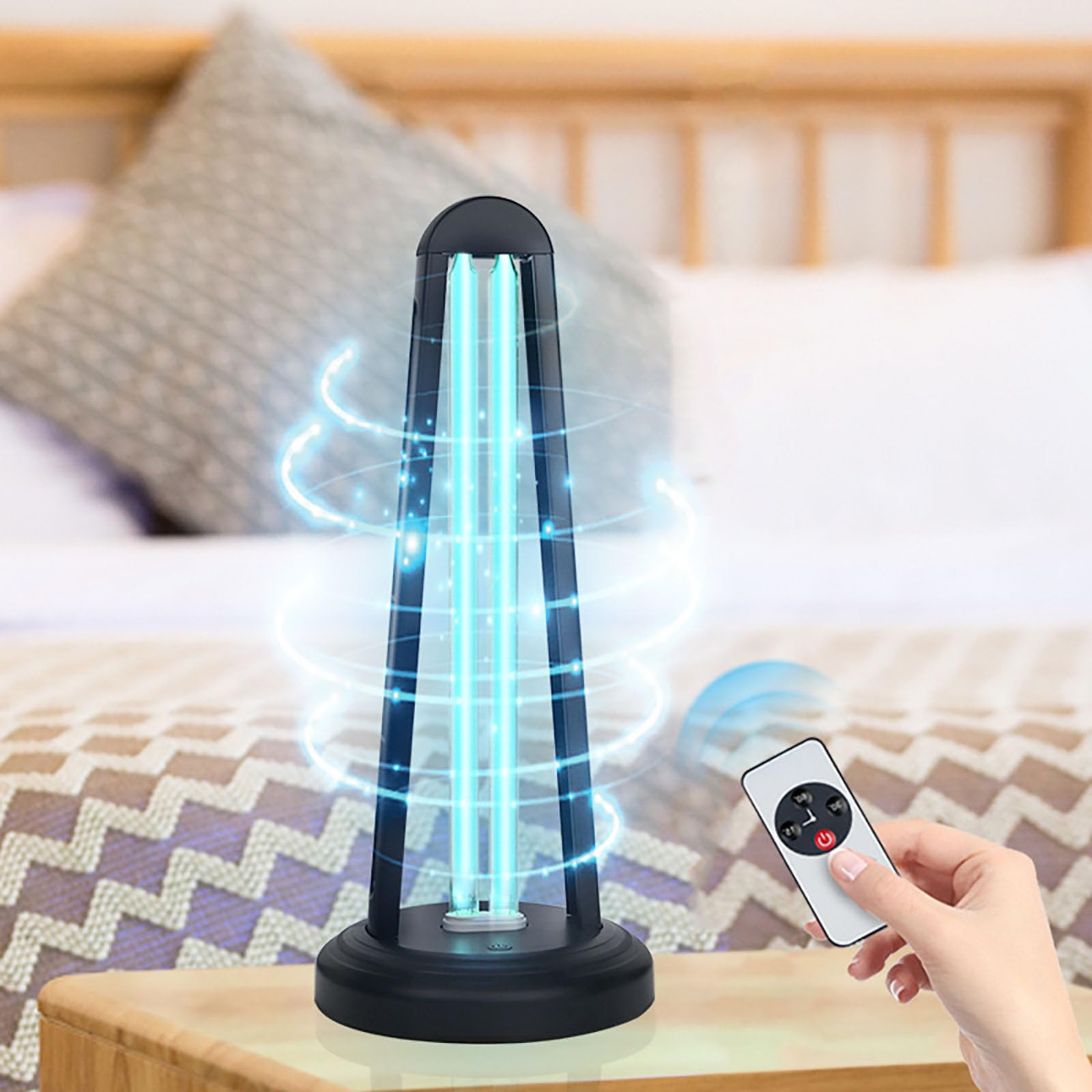 JSDMBD Lampada Disinfettante Uvc Lampada UV Ozono 15/30/60 Minuti, Area di Disinfezione Fino A 60 mq, Tasso di Disinfezione 99,9%, 38w/55w 55W Black
