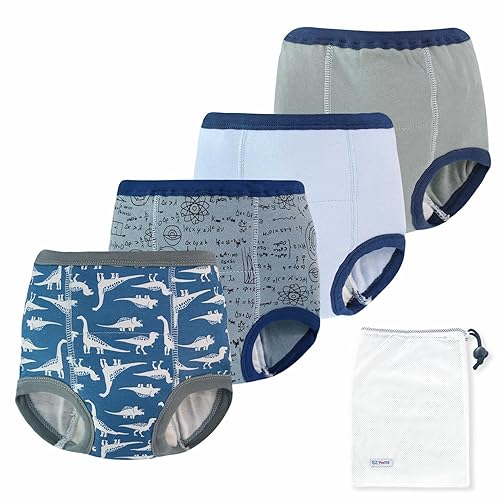 4 paquetes de pantalones de entrenamiento de algodón de cintura alta, ropa interior reutilizable para entrenamiento para niños pequeños, ropa