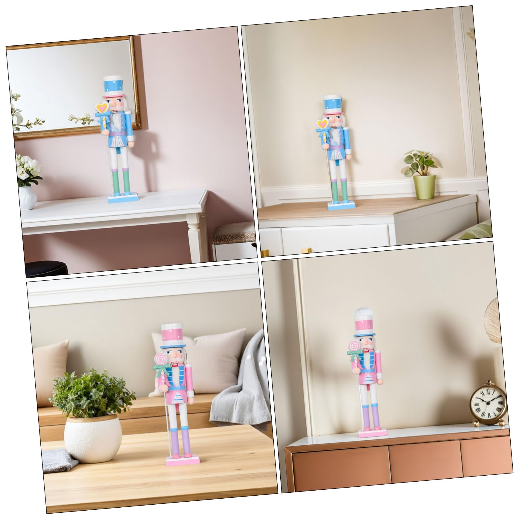 Lurrose 2pezzi Schiaccianoci in Legno Color Pastello di Statuette Natalizie Ornamenti di Schiaccianoci Figure di Soldatini di Caramelle per Centrotavola da Tavolo per Feste di Natale