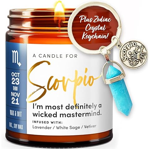 WAX & WIT Scorpio Gifts Women, Scorpio Candle Gifts for Women, Astrology Gift, October November Birthday Gift for Woman, Zodiac Candles, Zodiac Birthday for Her Gifting
