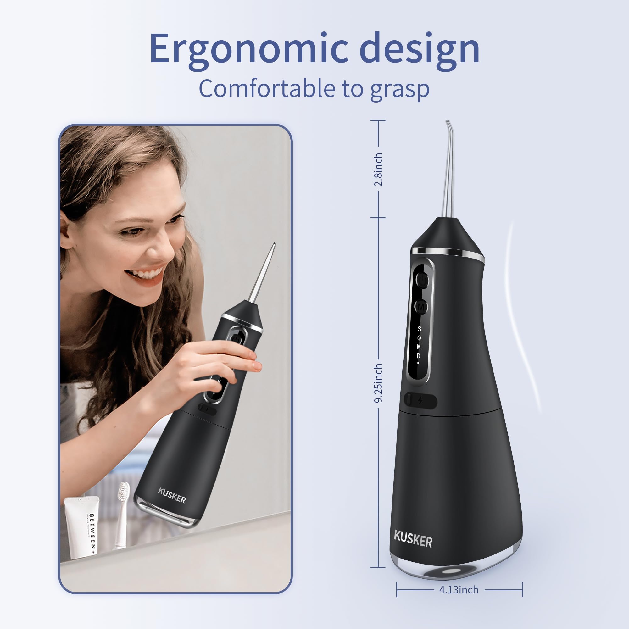 Irrigador dental de agua inalámbrico, 500 ml, irrigador oral portátil para dientes, 5 modos y 4 puntas de chorro, IPX7 impermeable, recargable para 30 días de uso, hogar, viajes, aparatos