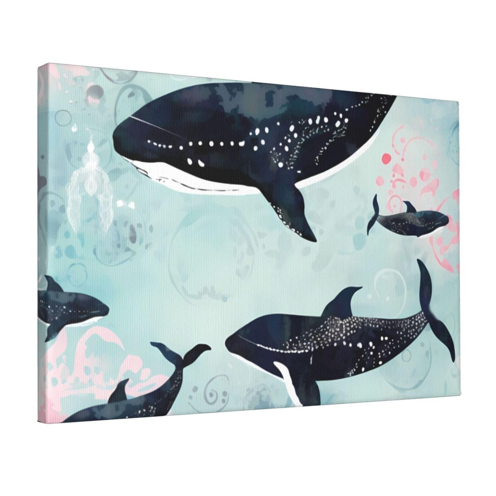 DWVTSLH Whale Poster Paintings Canvas Wall Art Bedroom Prints Home Decor Hanging Picture Modern Home Artworks Aesthetic for Living Room Office Wall Decor 12x18in Unframed