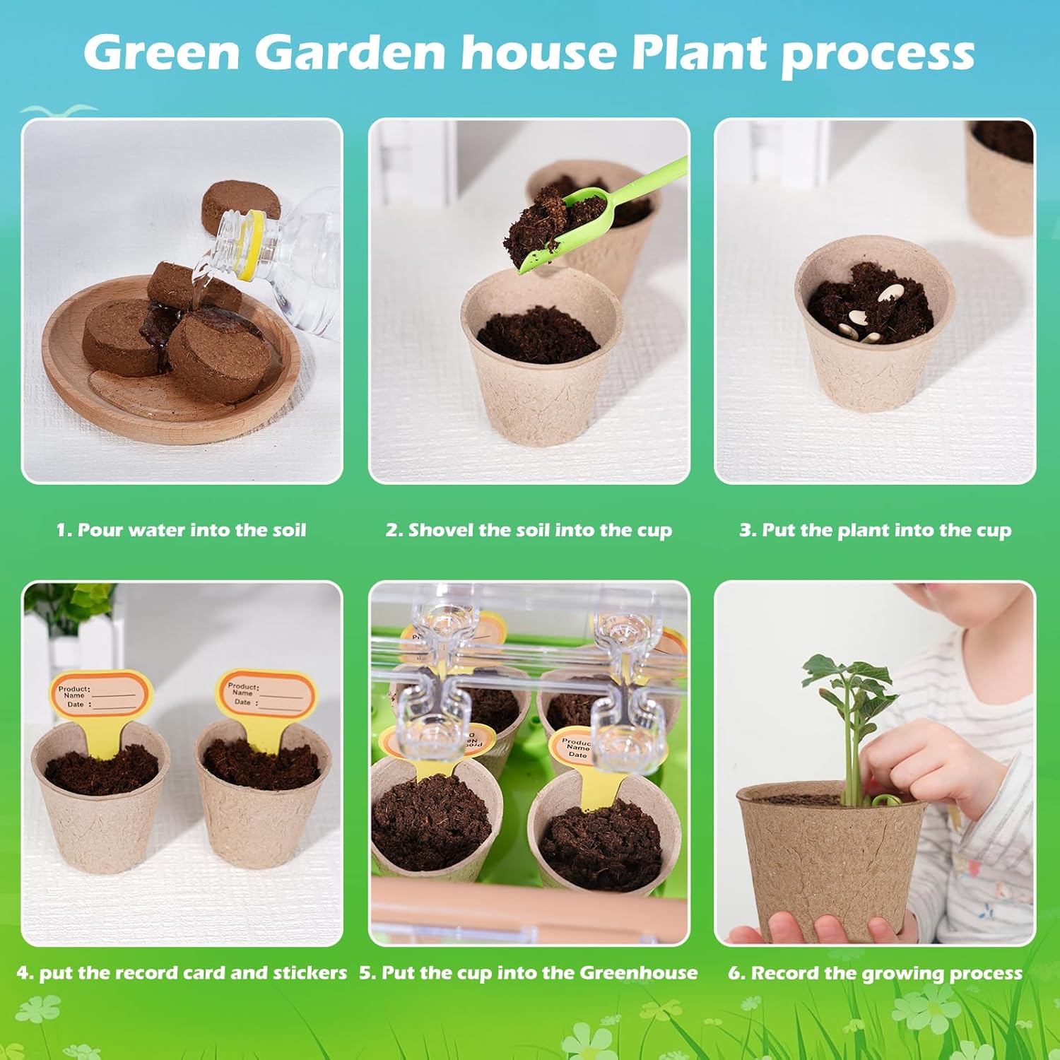 Kids Gardening Plant Growing Kit-Kid Plant Growing Greenhouse Set with Upgraded Irrigation & Light-Perfect Garden Plant for Boys and Girls