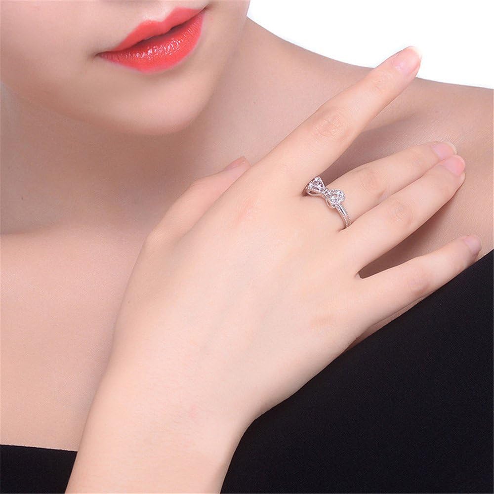 Uloveido 925 Sterling Silver Wedding Infinity Romantic Bowknot Rings,Embers Ring,Promise Rings for Women Size 5 6 7 8 9 10 Y383