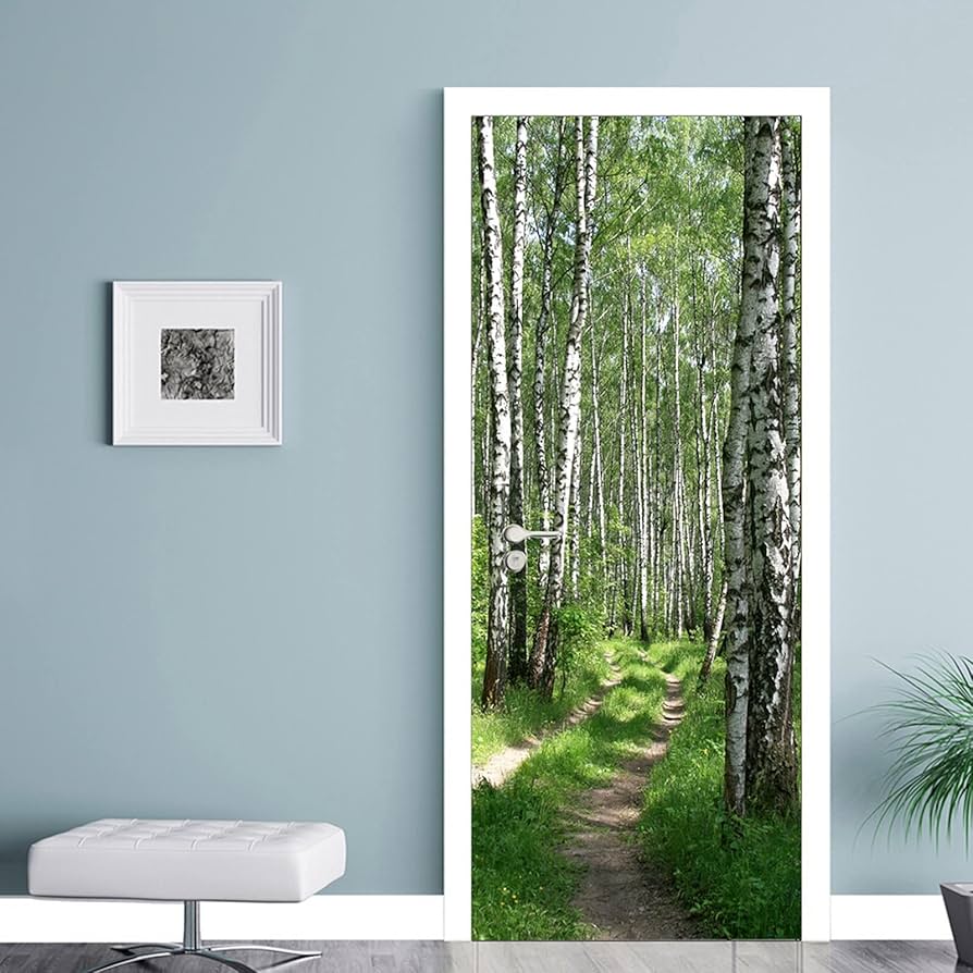 3D Wall Door Sticker Green Forest Path Nature Land... - Grandado