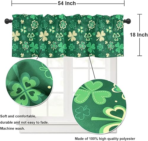 Miniatura 3 de LeLehome Cortina de ventana con bolsillo para barra de cenefa de lino, patrón de cuadros para cocina, baño, dormitorio, decoración del hogar, trébol