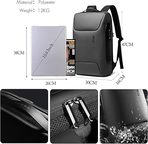 Miniatura 3 de FANDARE Mochila para laptop Mochila antirrobo de negocios Mochila grande de viaje, Gris