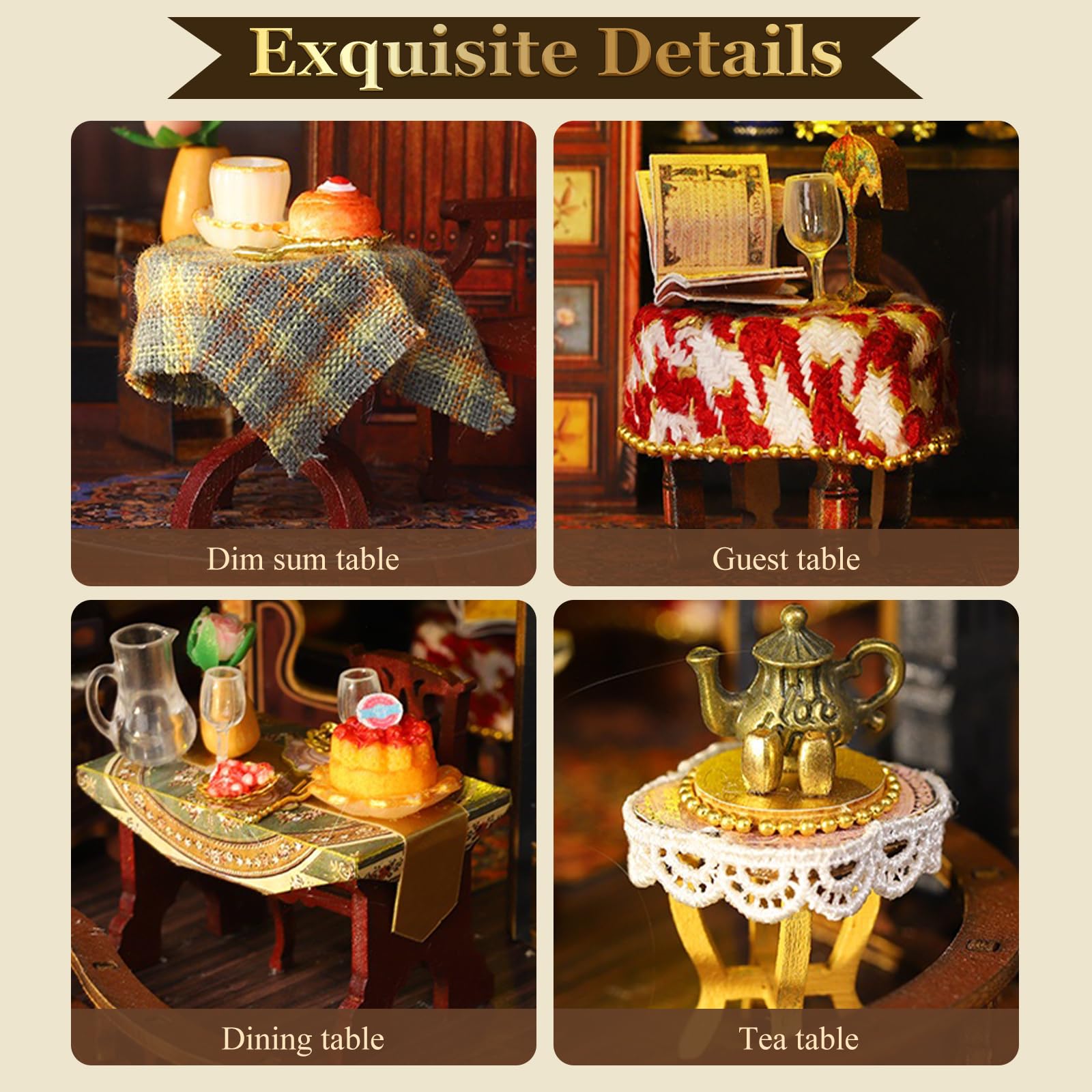DIY Miniature House Kit, Mini Cabin House 3D Wooden Puzzles Dollhouse Bookshelf Insert Decor Alley - Image 3