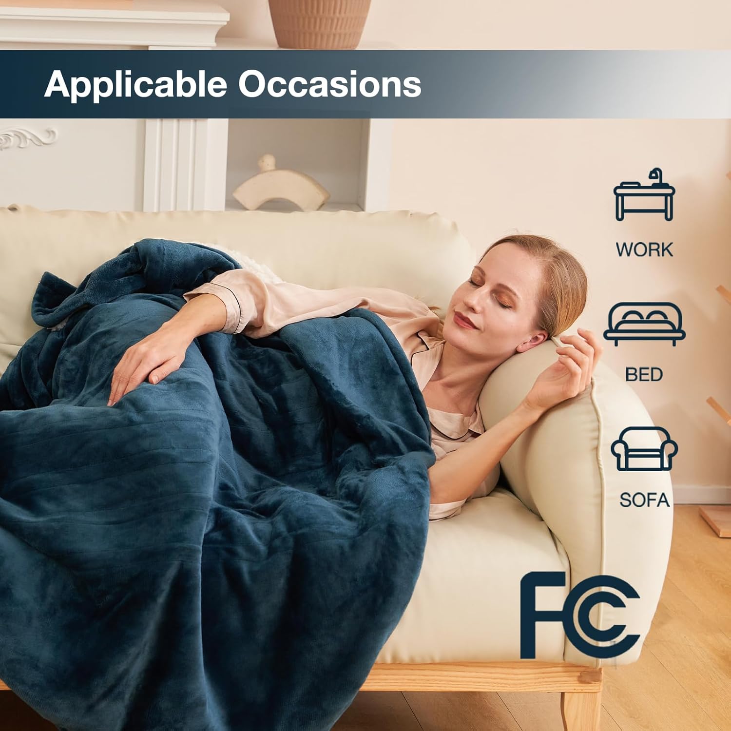 Electric Blanket Twin Size 62" x 84" Thickened Flannel and Sherpa Heated Blanket,10 Hours Timer Auto-Off,5 Heating Levels,for Bedroom Office Couch,Dark Green