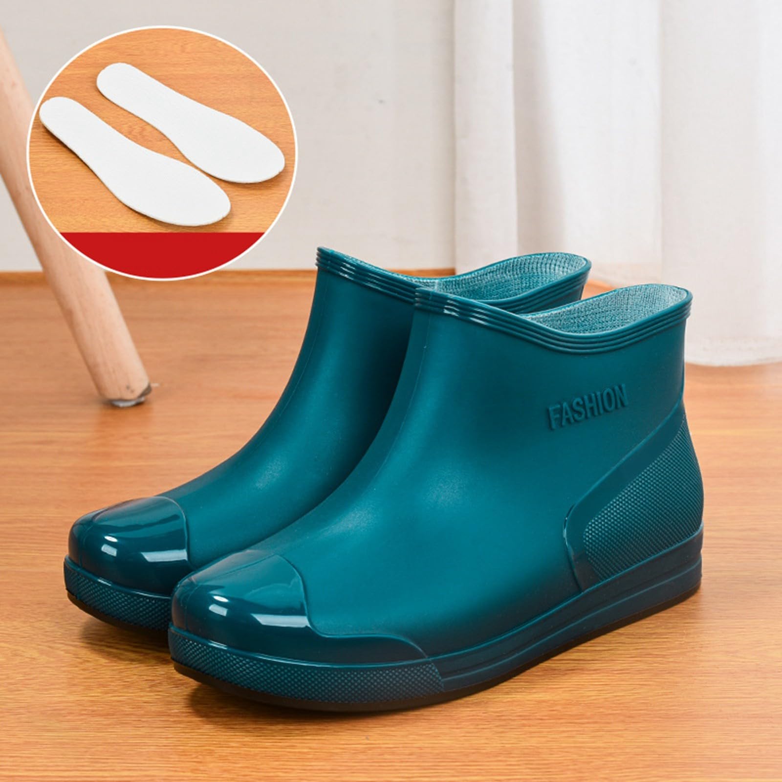 Generisch Zapatos de caminar para mujer, impermeables, de corte bajo, tubo corto, zapatos acuáticos de plástico con suela antideslizante, forro polar cálido, zapatos extraíbles, botines lacados