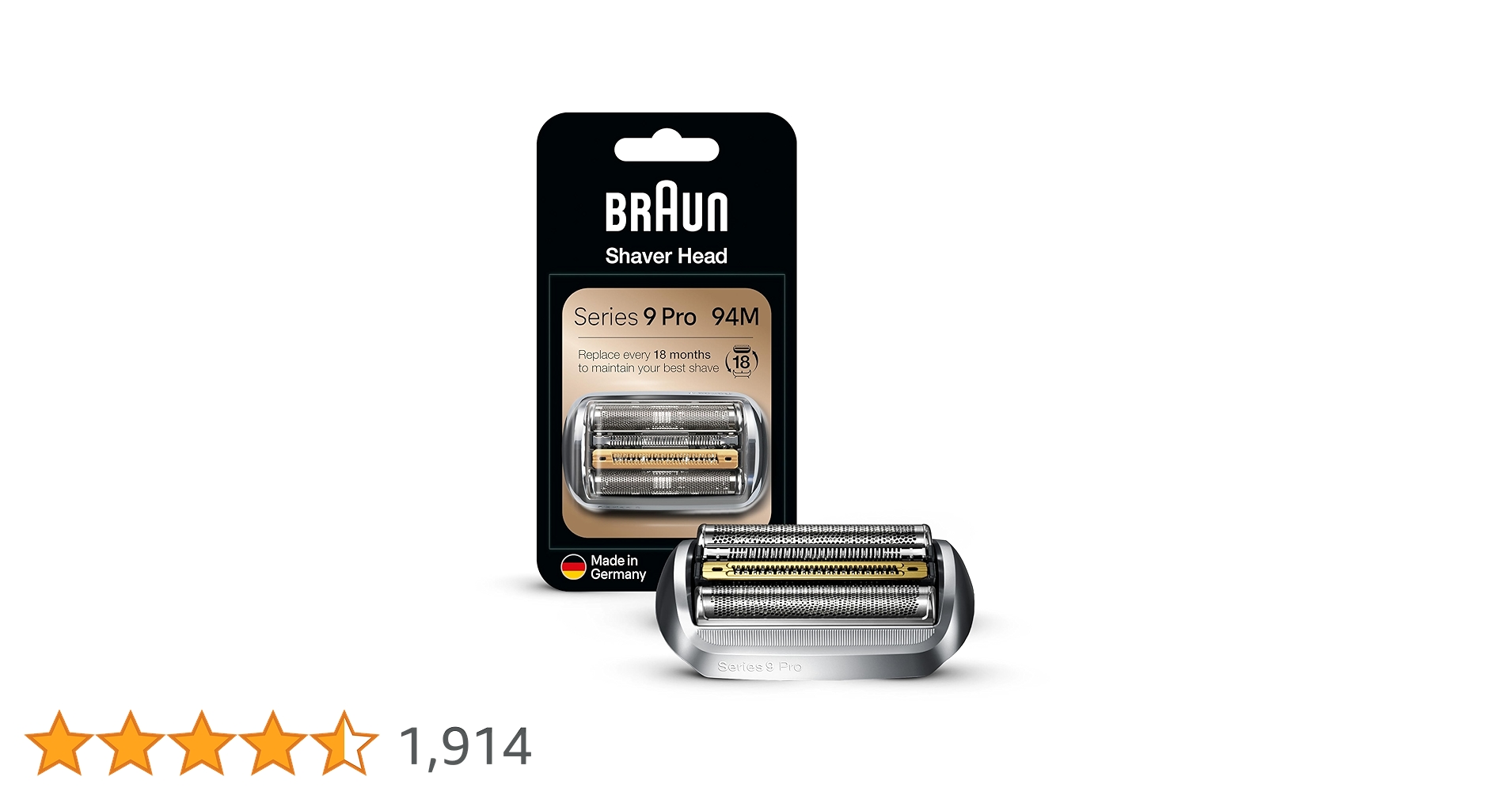 Braun Electric Shaver Head Replacement Part, 94M Silver