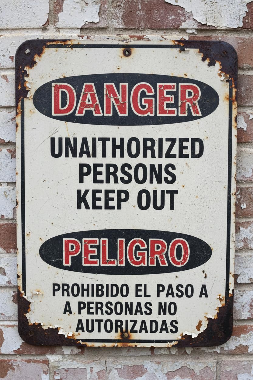 Wall Decor Osha Bilingual Admittance & Exit Sign, Danger: Keep Out Metal Sign 8x12Inch Clear Signage For S, Fences Vintage Signs Aluminum Plates Printed