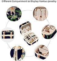 Vista 3 de KQNZT Joyeros para mujeres, niñas, caja de joyería portátil, mini joyero, hojas de tigre tropical de la selva