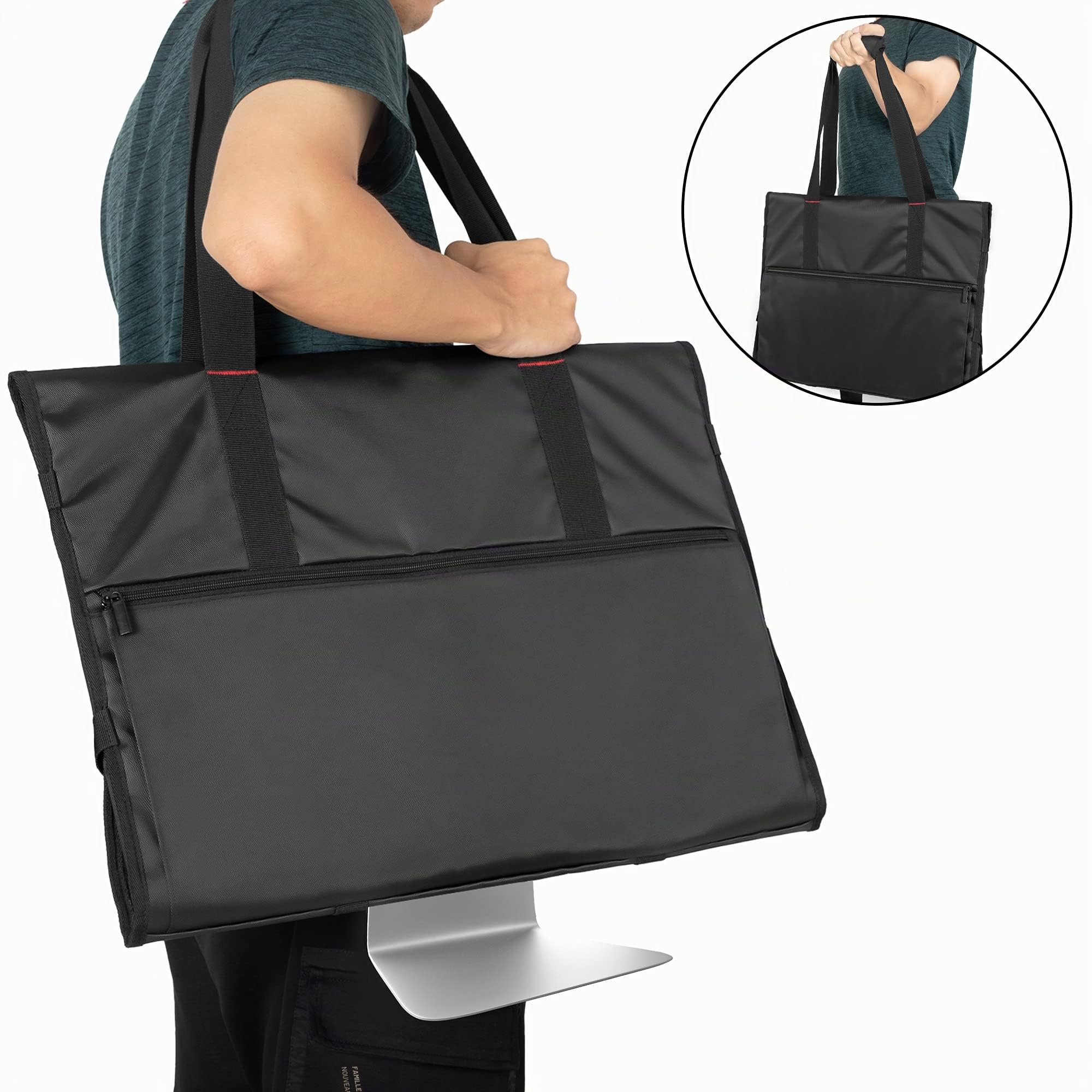 Trunab Sac de Moniteur Transport Compatible avec iMac 21.5'', 24'', Moniteur 24'', Housse Protection Écran avec Le Poche pour Les Accessoires, Noir