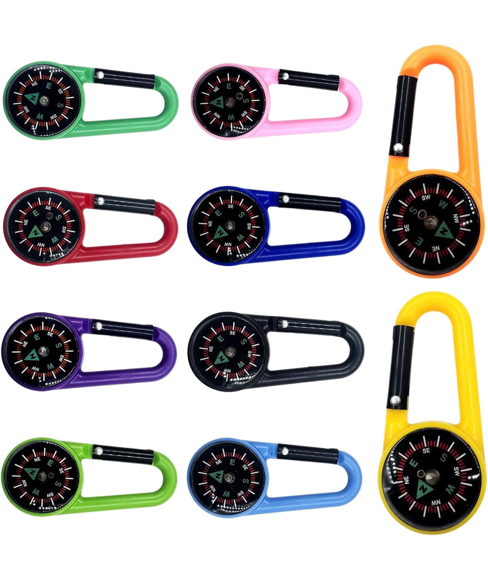 10PCS Compass Keychain, Compass for Directions, Multifunctional Backpack Carabiner Clip, for Outdoor Hiking Camping Mountaineering Travel Trekking-image-46