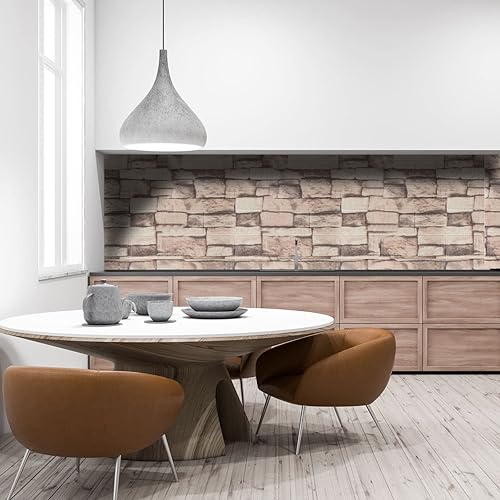 Miniatura 6 de WAPANE Papel tapiz de ladrillo 3D autoadhesivo, extraíble, impermeable, espuma de polietileno, pintable, para sala de estar, cocina, pared de TV y