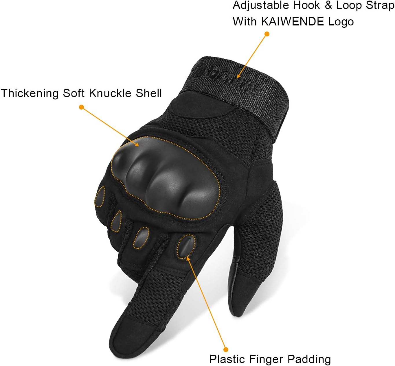 KAIWENDE Full Finger Touch Screen Motorcycle Gloves (Black, Large)