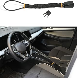 YAKEFLY Steering Wheel Lock,High-Strength Car Steering Wheel Lock Anti-Theft Device with 2 Keys,Car Security Device Car Lock Car Theft Prevention,Universal Seat Belt Lock for Most Cars (Black)