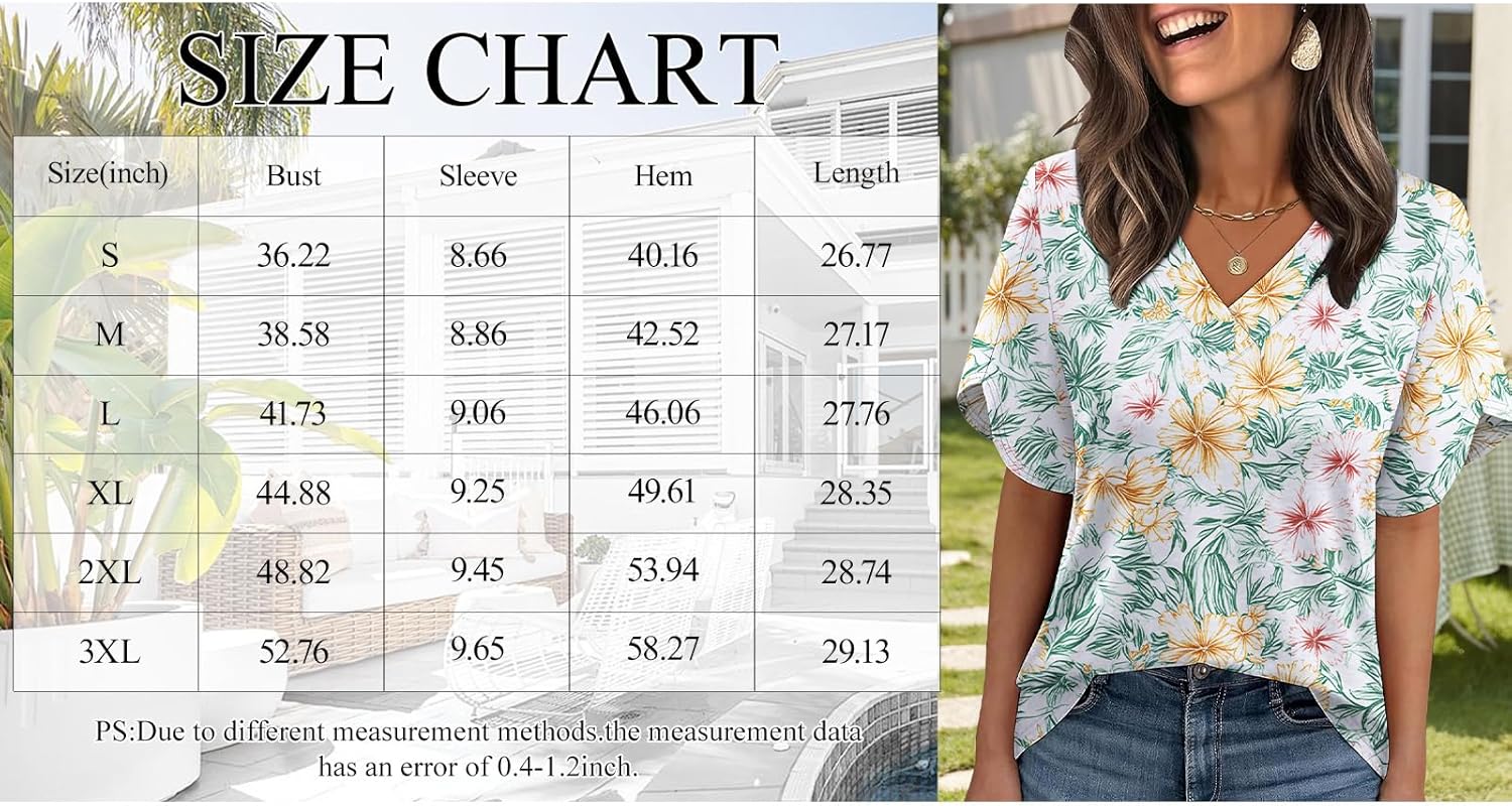 Womens Short Sleeve Tops Dressy Casual V Neck Dressy Summer Trendy Shirts Business Work Blouses - Image 3
