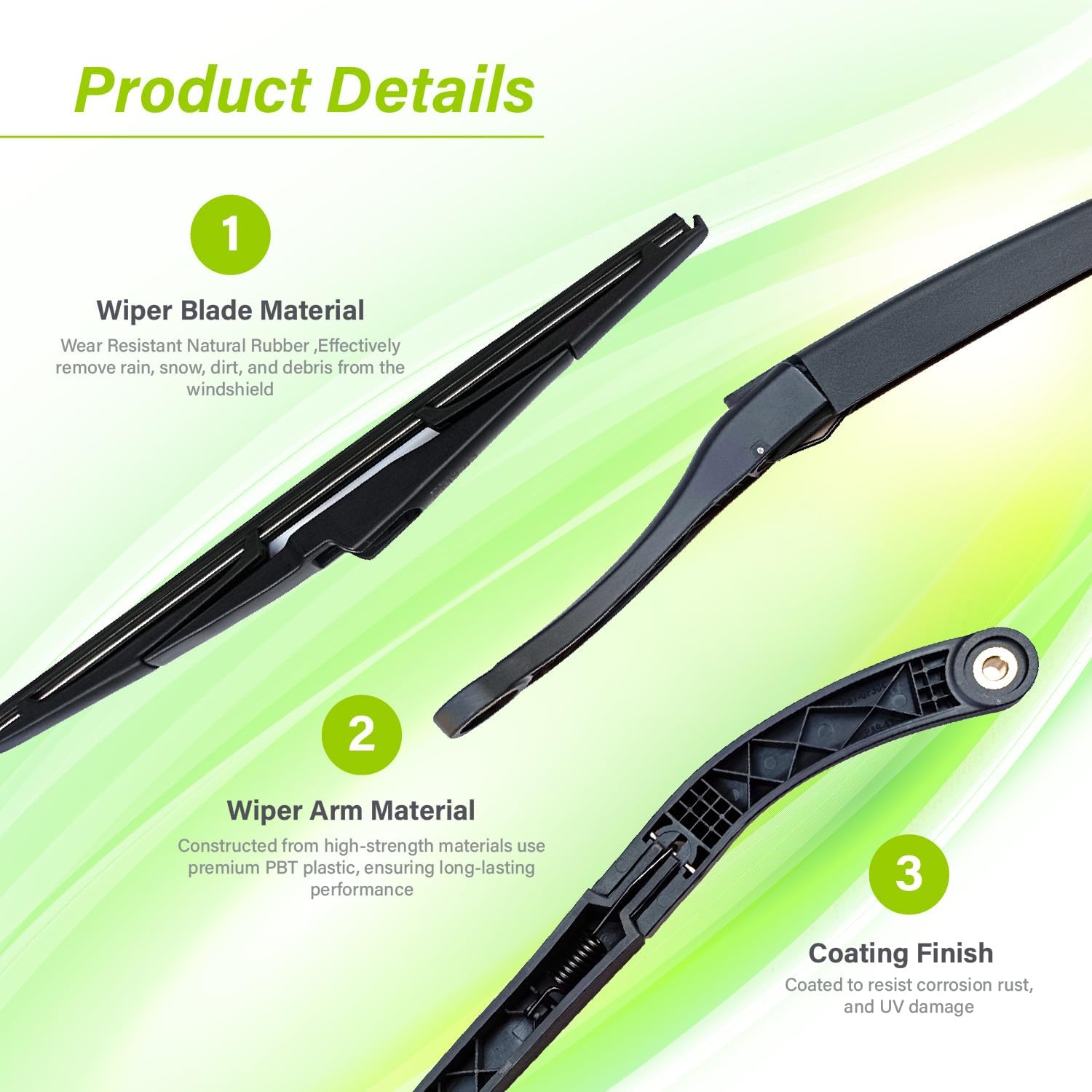 LKK Rear Windshield Wiper Arm Blade Assembly Kit Compatible with Kia Carnival 2022-2024 Rear Wiper Set
