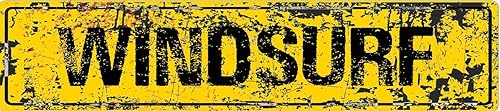 Windsurf Yellow Grunge Style Rustic Vintage Look 8" Wide Decal Bumper Sticker for use on Any Smooth Surface