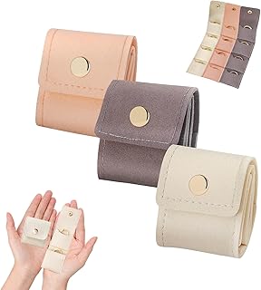 Wyfucyo 3PCS Mini Travel Jewelry Bag Travel Jewelry Roll Bag with Buckle Foldable Multi Functional Travel Jewelrys Pouch with Buckle Small Jewelry box for Earrings, Rings, Necklaces