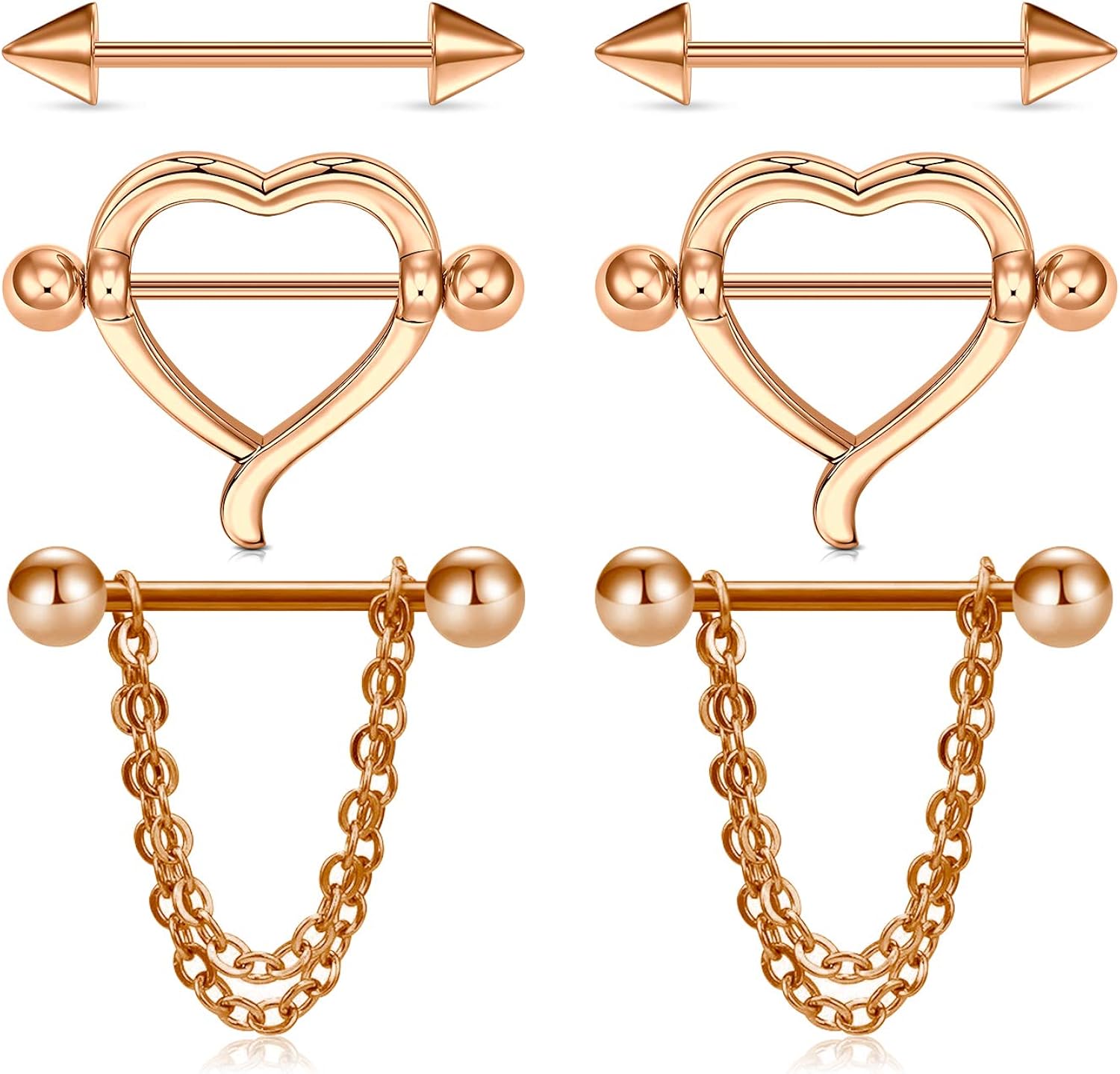 Longita 3 Paires Piercing Teton Femme Homme 14G Acier Chirurgical avec