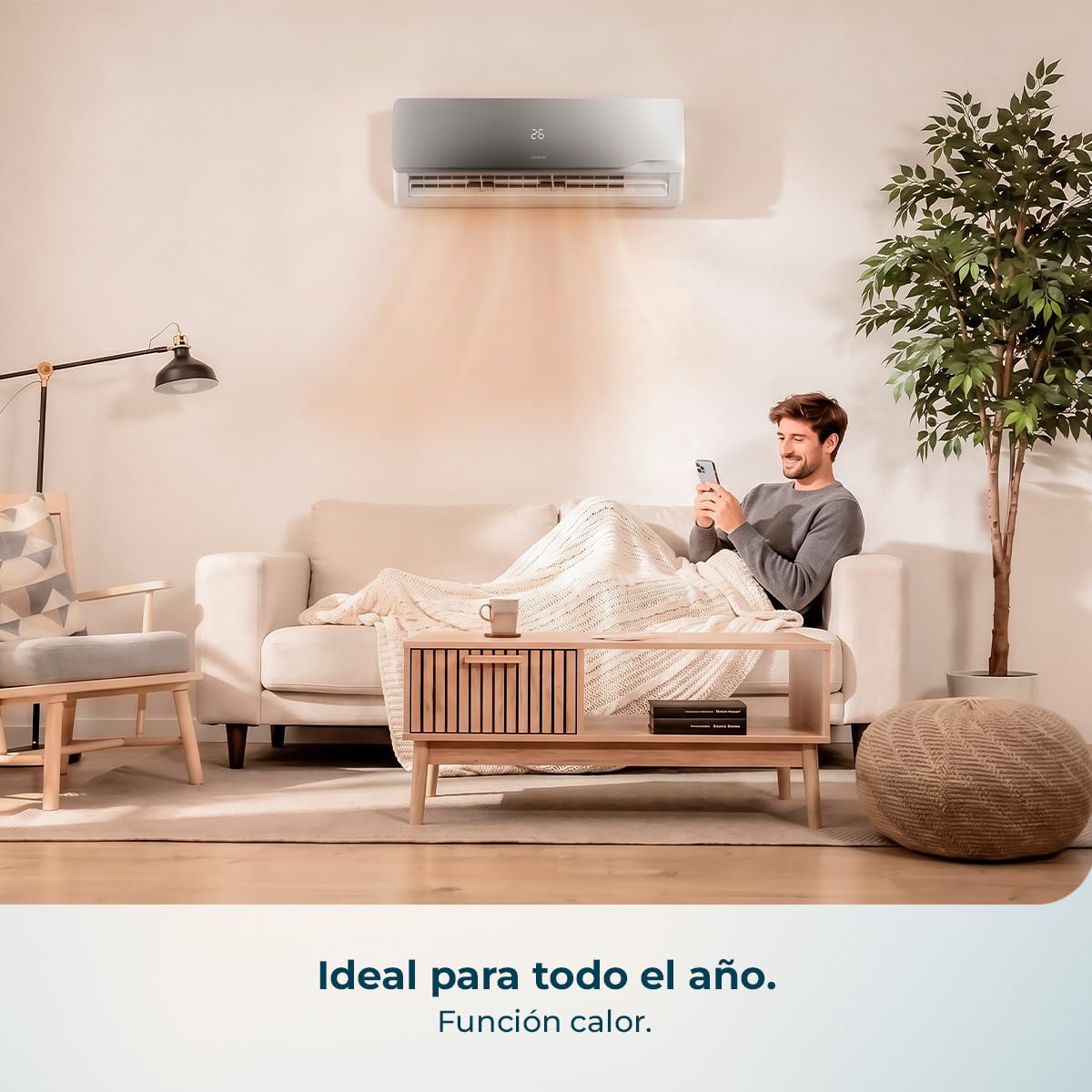 Cecotec Aire Acondicionado Split AirClima 12000 Wind Connected A+++. Inverter, 12000 BTU, Eficiencia A+++, Wi-Fi App, Bomba de Calor, Deshumidificador 26,4 L/día, Temporizador 24h, Pantalla LED