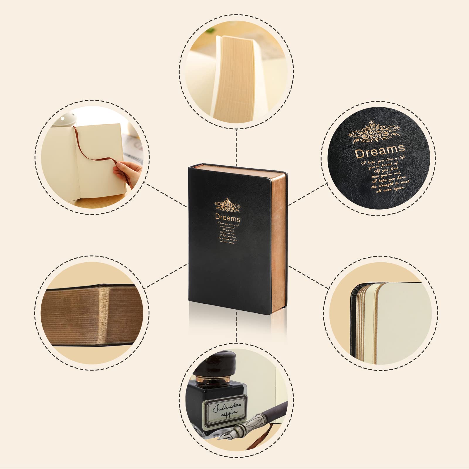 A5 Notitieboek – Goud met Luxe Reliëf | Hardcover Journal met Elastieksluiting en