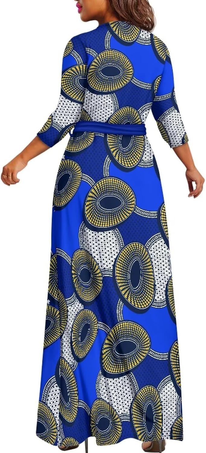 Valentine Dresses for Women Casual Flowy Long Sleeve Empire Waist Maxi Party Club Dress with Belt - Image 6