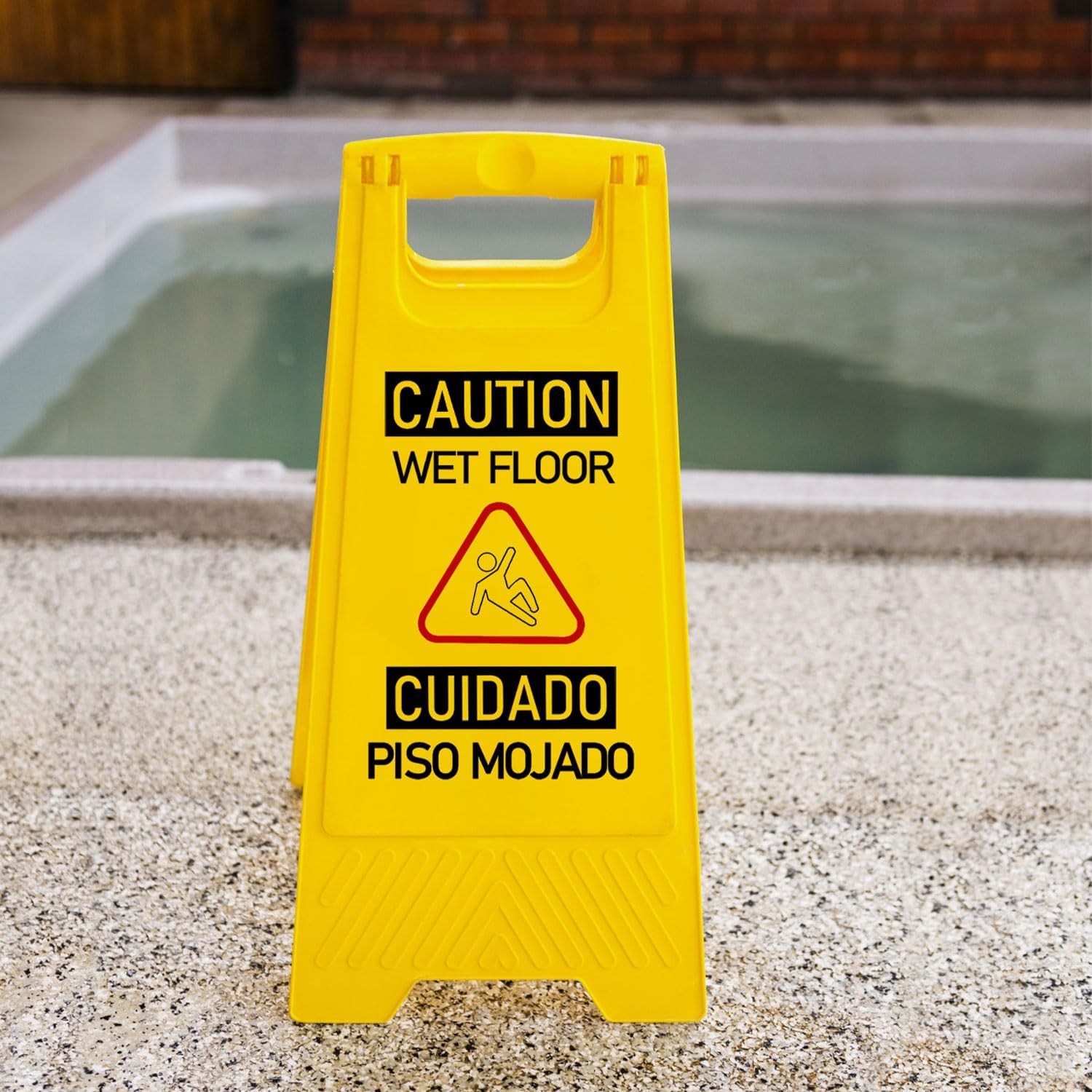 12-Pack Bilingual Caution Wet Floor Signs, A-Frame Double-Sided Warning Signs for Indoor & Outdoor Commercial Use, Foldable & Sturdy for Kitchen, Pool, Hotel and Workplace Safety