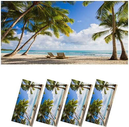 Miniatura 8 de Paquete de 4 cubiertas de luz fluorescente para luz de techo, filtros de luz de playa tropicales para aula, oficina, hogar, 4 x 2 pies, cubierta