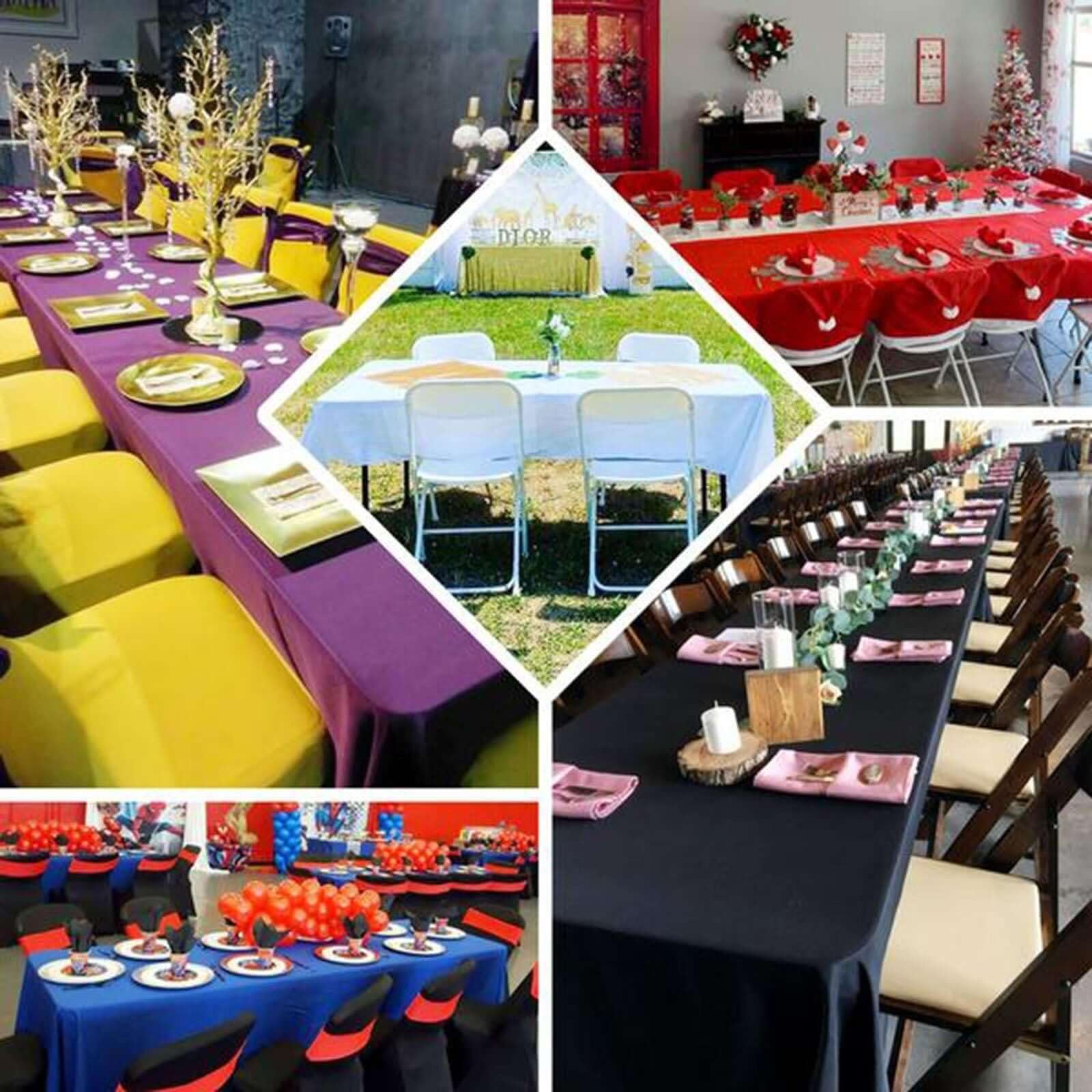 Tovaglia Nera per conferenze, Lavabile in Lavatrice, Ideale per Buffet, Feste e Eventi.