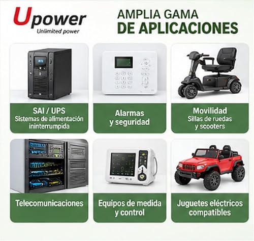 Batterie U-Power Plomb AGM 12V 9Ah F2 6.3mm - Convient pour UPS - 4