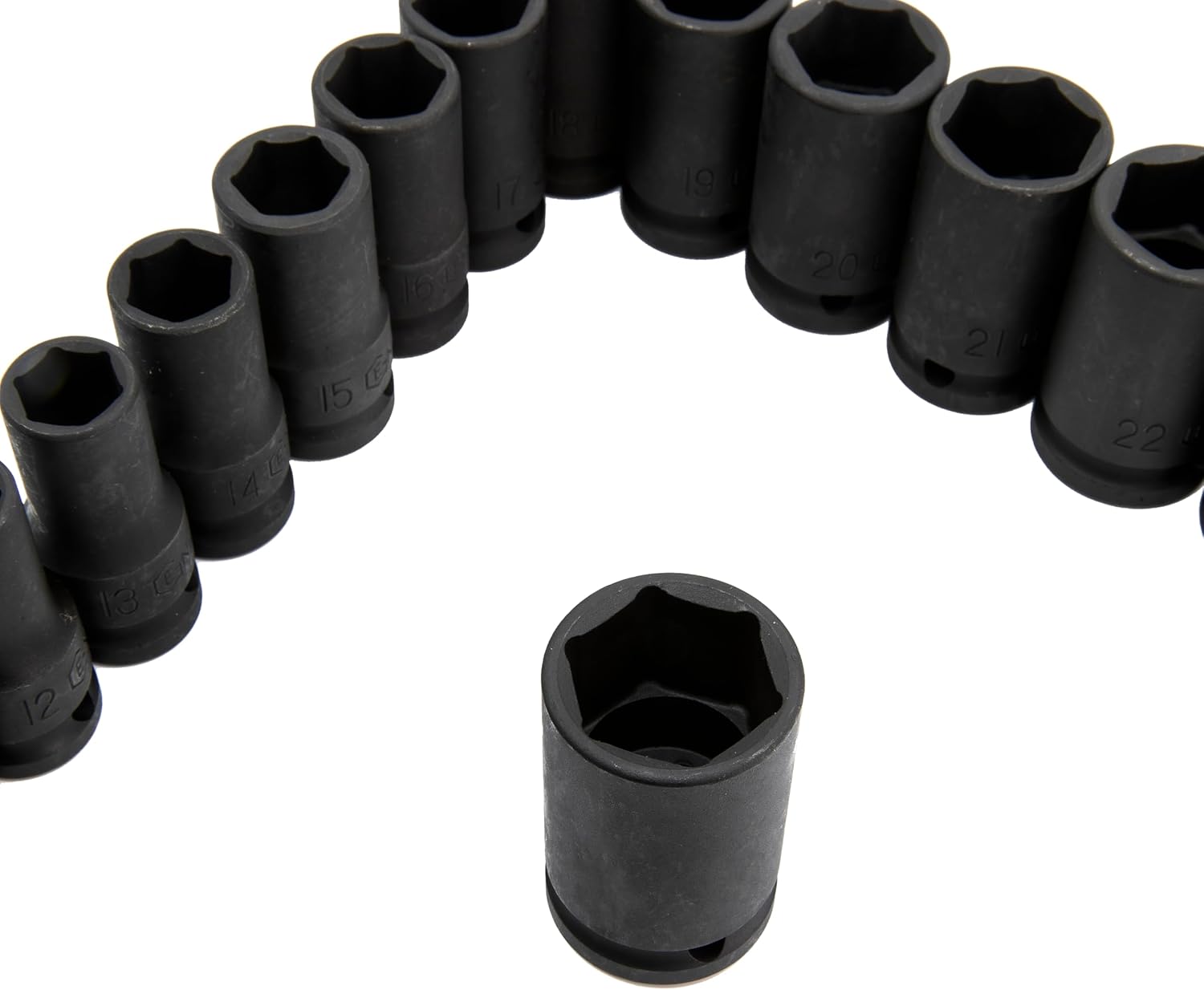 Genius Tools 15Piece 1/2" Dr. Metric Semi-Deep Thin Wall Impact Socket Set DI-415M
