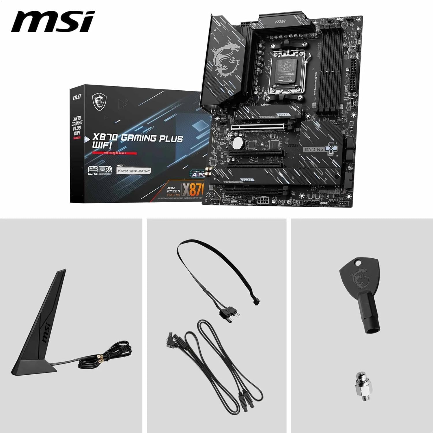 Micro Center AMD Ryzen 9 9950X CPU Processor with MSI X870 Gaming Plus WiFi Motherboard (ATX, AM5, DDR5, PCIe 5.0 x16, M.2 Gen5, Wi-Fi 7, 5G LAN)