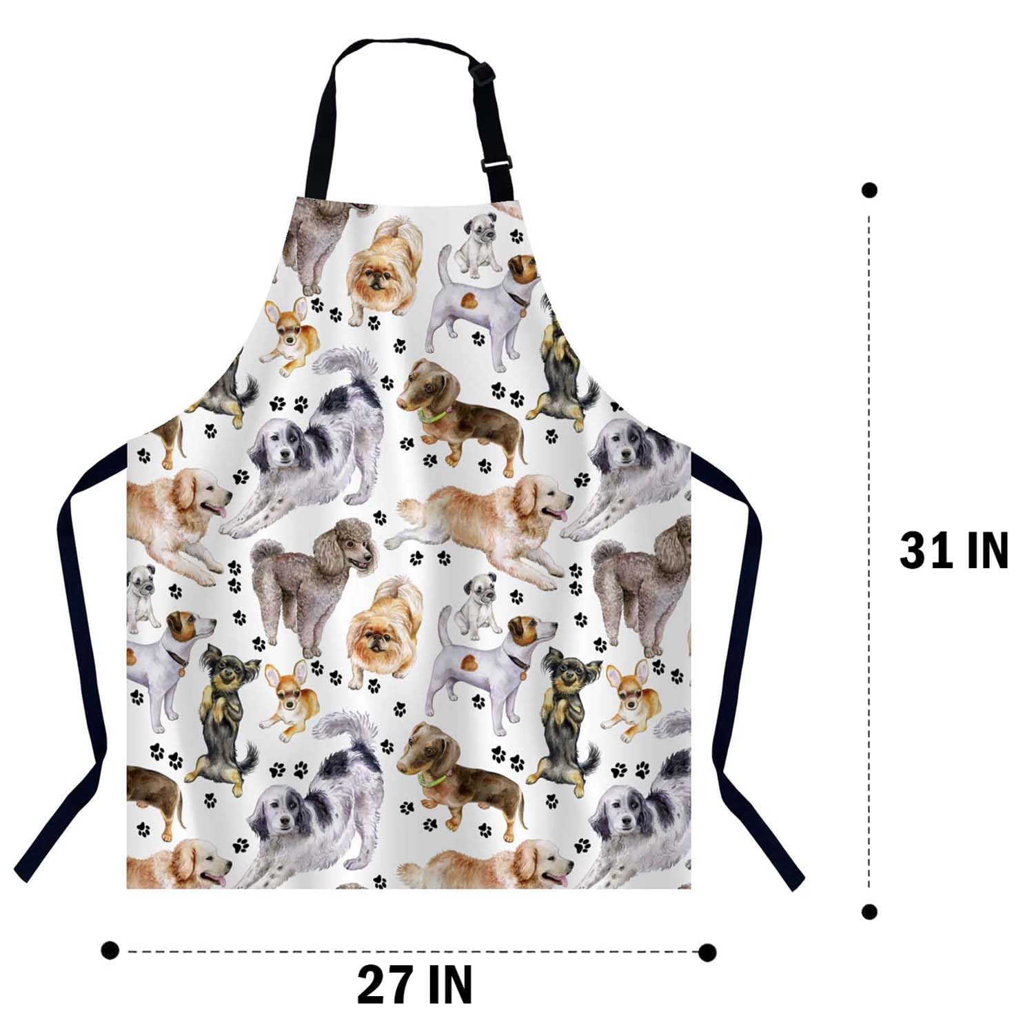 BGBDEIA Thoroughbred Dogs Apron for Women Men Adjustable Apron Cooking Kitchen Chef Apron for Home Kitchen Baking Gardening BBQ - Image 2