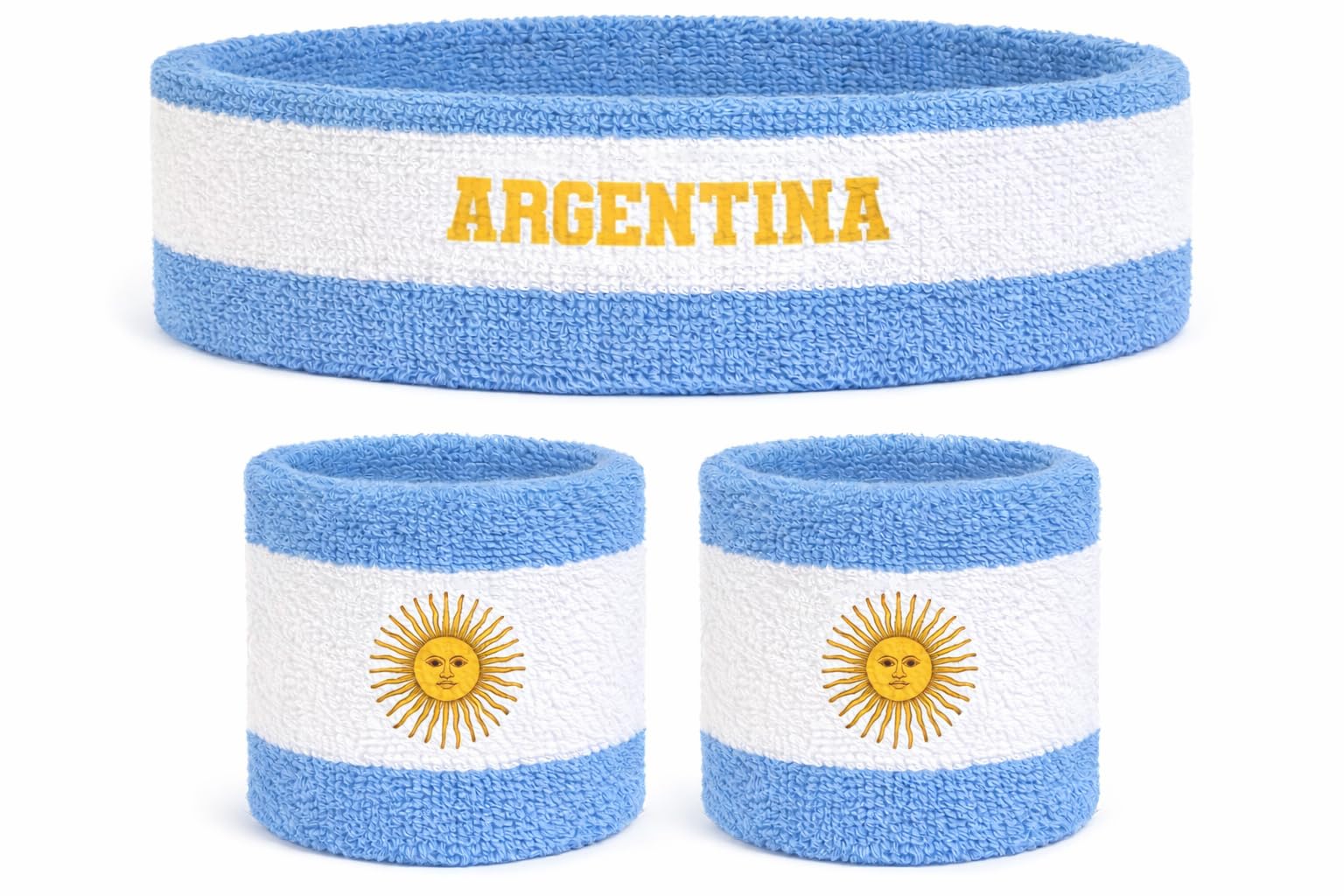 Suddora Country Headband &amp; Wristbands Set (Includes 2 Wrist &amp; 1 Head Sweatband), Highly Moisture Wicking