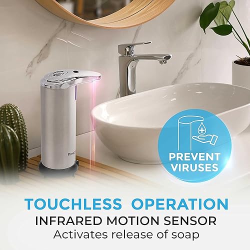 Miniatura 5 de POHL SCHMITT Dispensador de jabón automático de alta calidad, sin contacto, funciona con pilas, 3 niveles de ajuste, impermeable y a prueba de