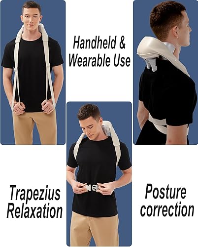 Miniatura 6 de Masajeador de cuello con calor, masajeador eléctrico de espalda para aliviar el dolor de tejido profundo, masajeador inalámbrico de hombros similar