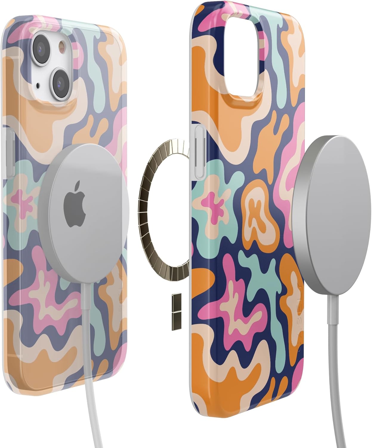 Casely iPhone 14 Case | Midnight Color Splash | Abstract Retro | Compatible with MagSafe | Classic Ultra Slim Design