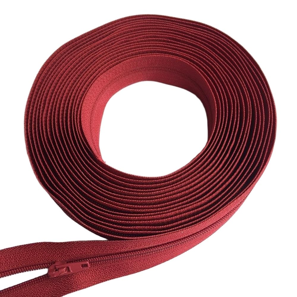 LLZZQQF 1set 3# Nylon Zipper Kit, Length 5Meters Zippers Roll with 10pcs Sliders Durability for Tailor Sewing(Red)