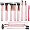 Real Perfection Set de Brochas de Maquillaje 16 Piezas con 1 Rasurador de Cejas, Brochas Premium Sintéticas para Base, Polvo, Correctores, Sombras, Rubor, Kit de Brochas de Maquillaje (Rosa) 1