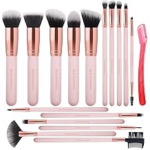 Real Perfection Makeup Brush Set 16 Pcs with 1 Eyebrow Razor Premium Synthetic Foundation Powder Concealers Eyeshadow Blush Makeup Brushes Make up Brushes Kit (Pink)